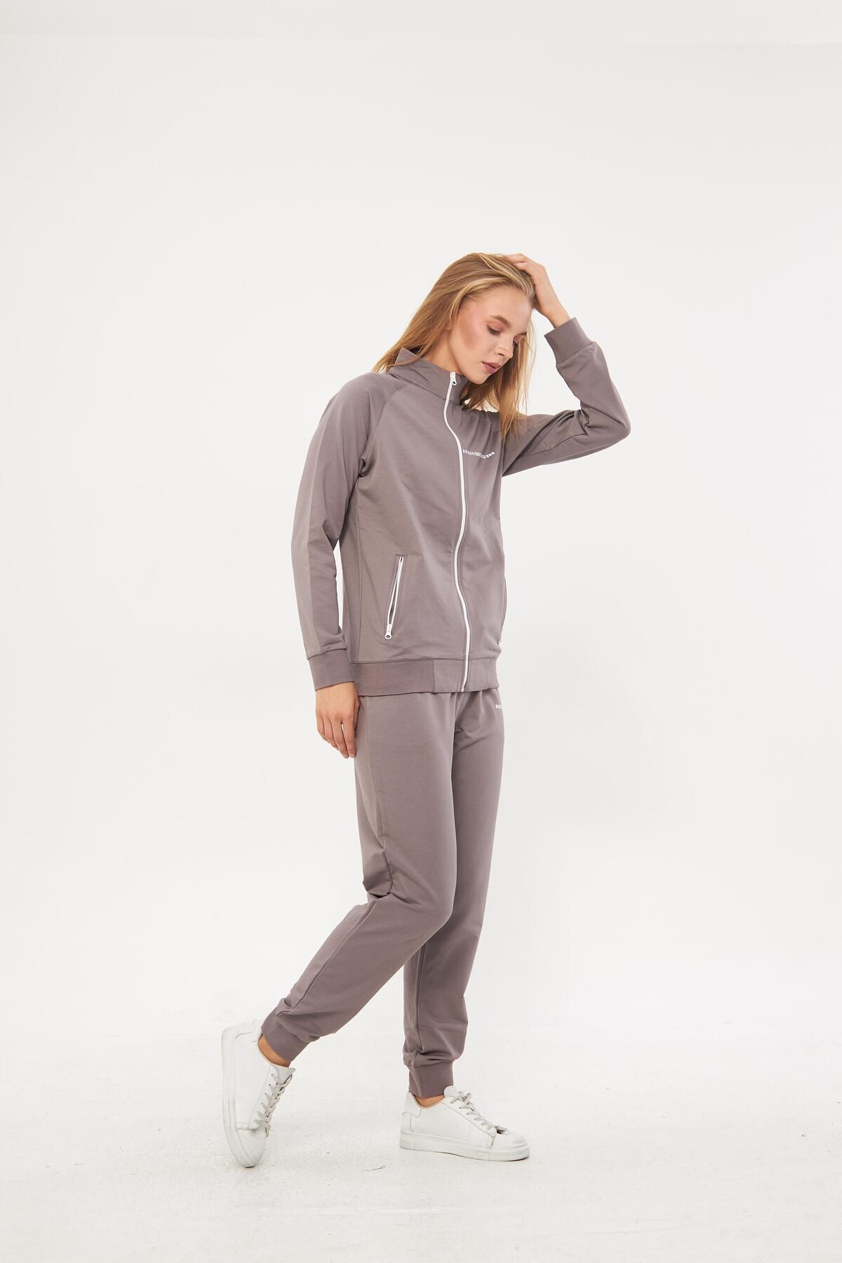 TRENDHİLL-Set de trening pentru femei, din bumbac, cu fermoar, cu picioare elastice 5532 4