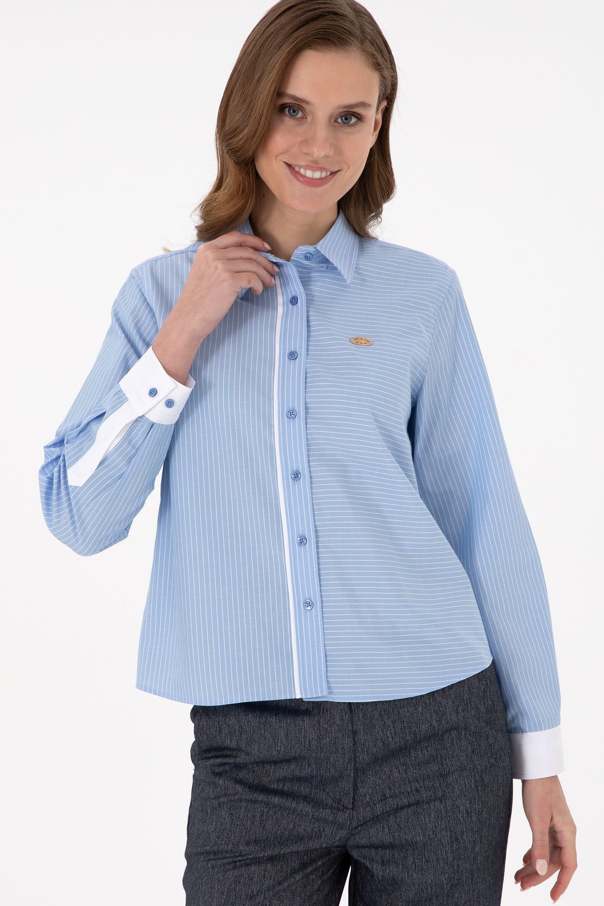 U.S. Polo Assn.-Women's Light Blue Long Sleeve Shirt 50289993 -Vr003 3