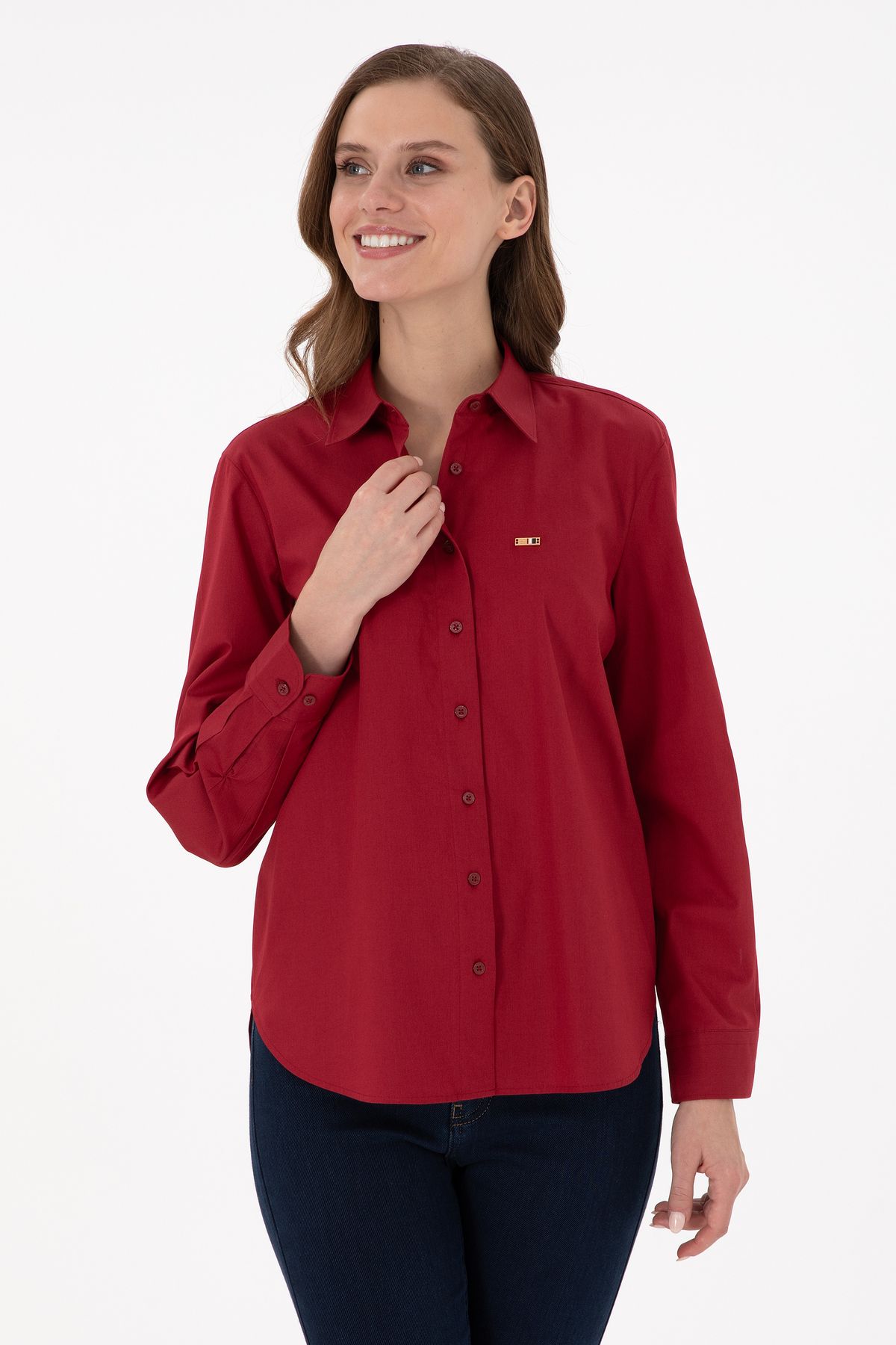 U.S. Polo Assn.-Women's Cherry Long Sleeve Shirt 50297103 -Vr223 1