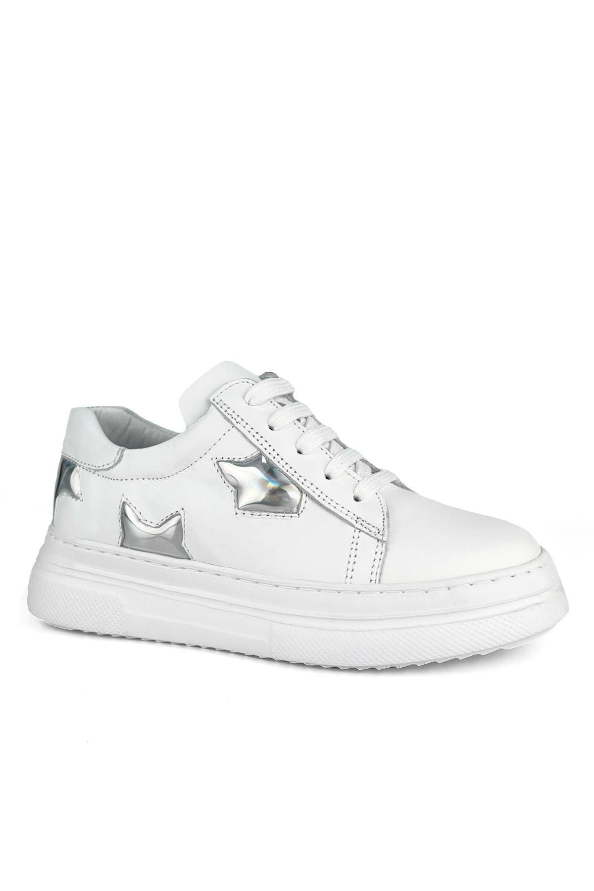 Cici Bebe Ayakkabı-Adidași pentru fete din piele naturală cu model stea albă 2