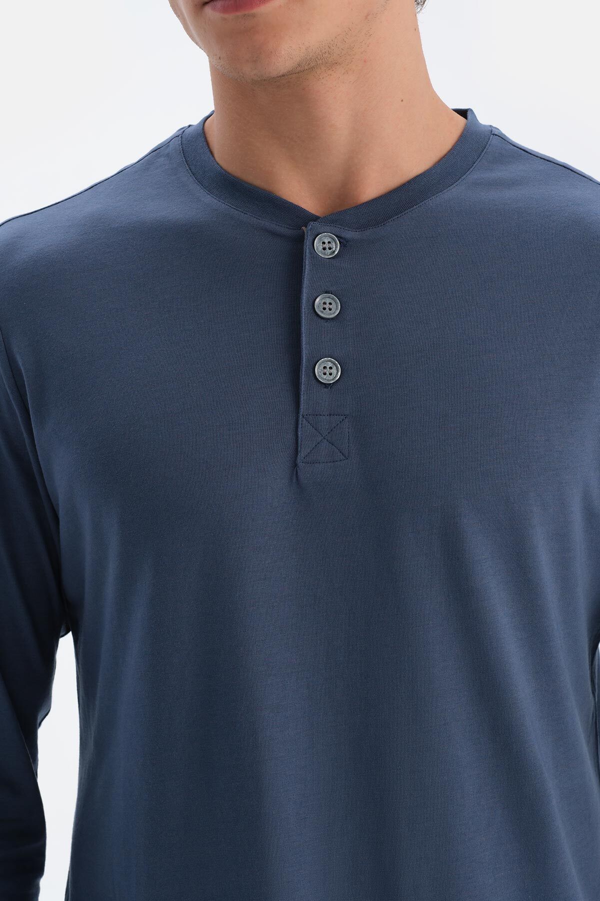 ست پیژامه مردانه تخم مرغ های آبی آستین بلند T SHIRT شلوار مجموعه لباس خواب Dagi