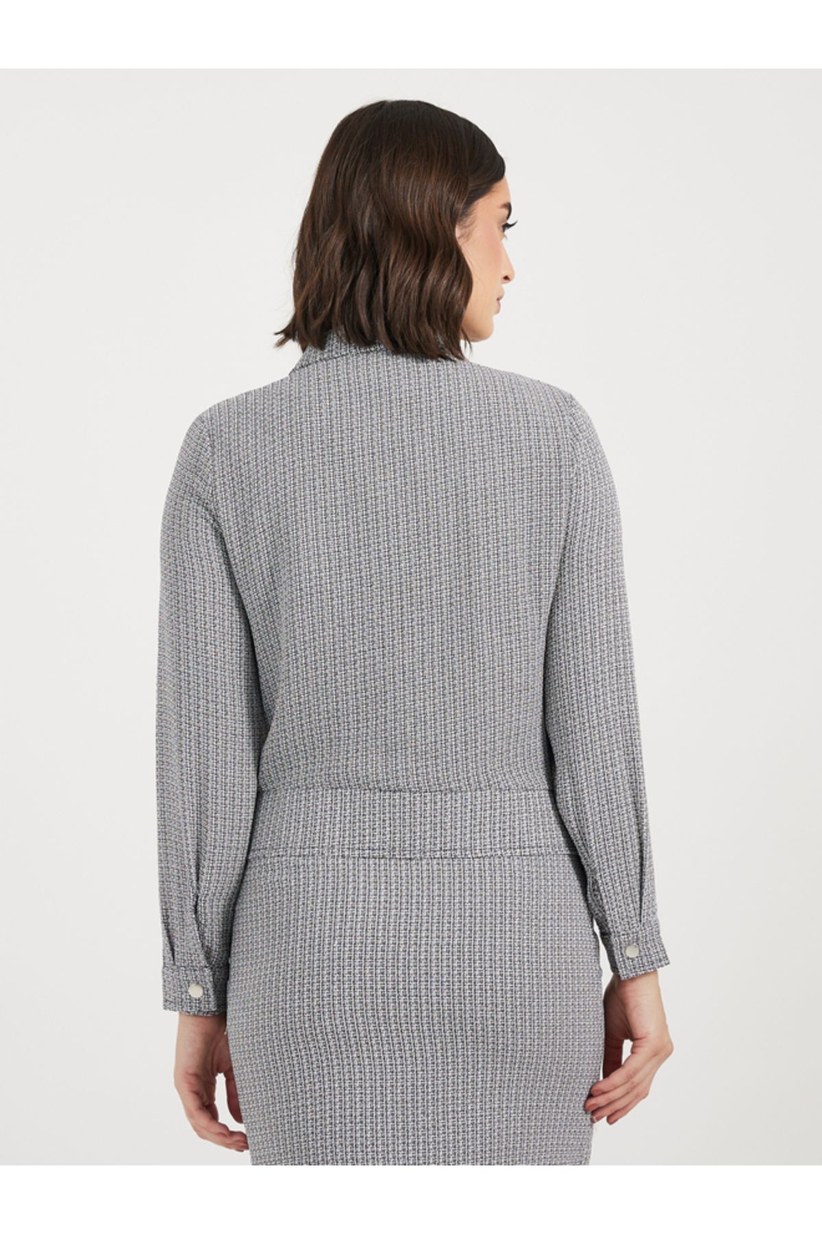 Styli-Tweed Collared Jacket with Buttons 4