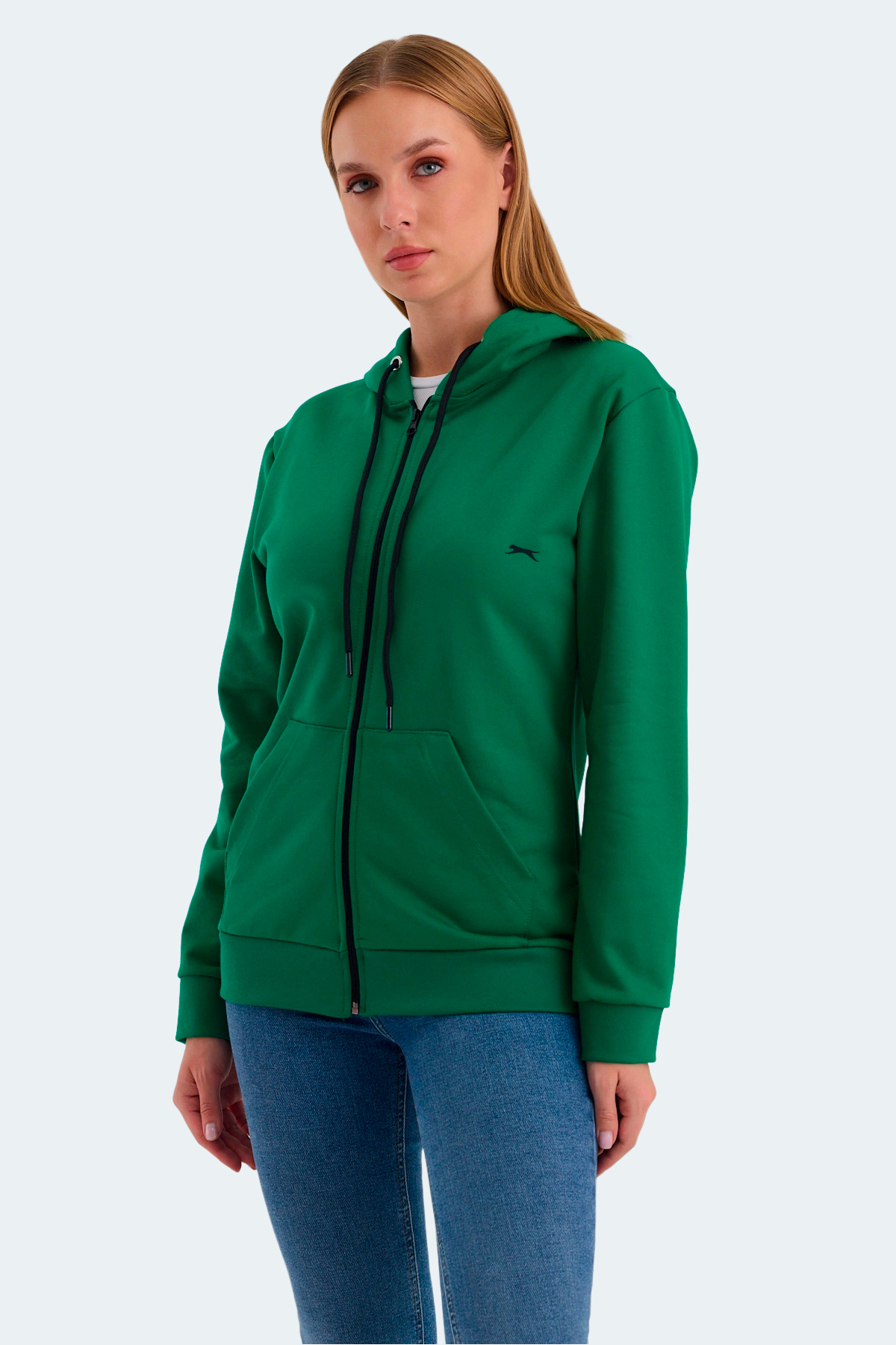 Slazenger KATYA Kadın Fermuarlı Kapüşonlu Cepli Nane Sweatshirt görsel 4
