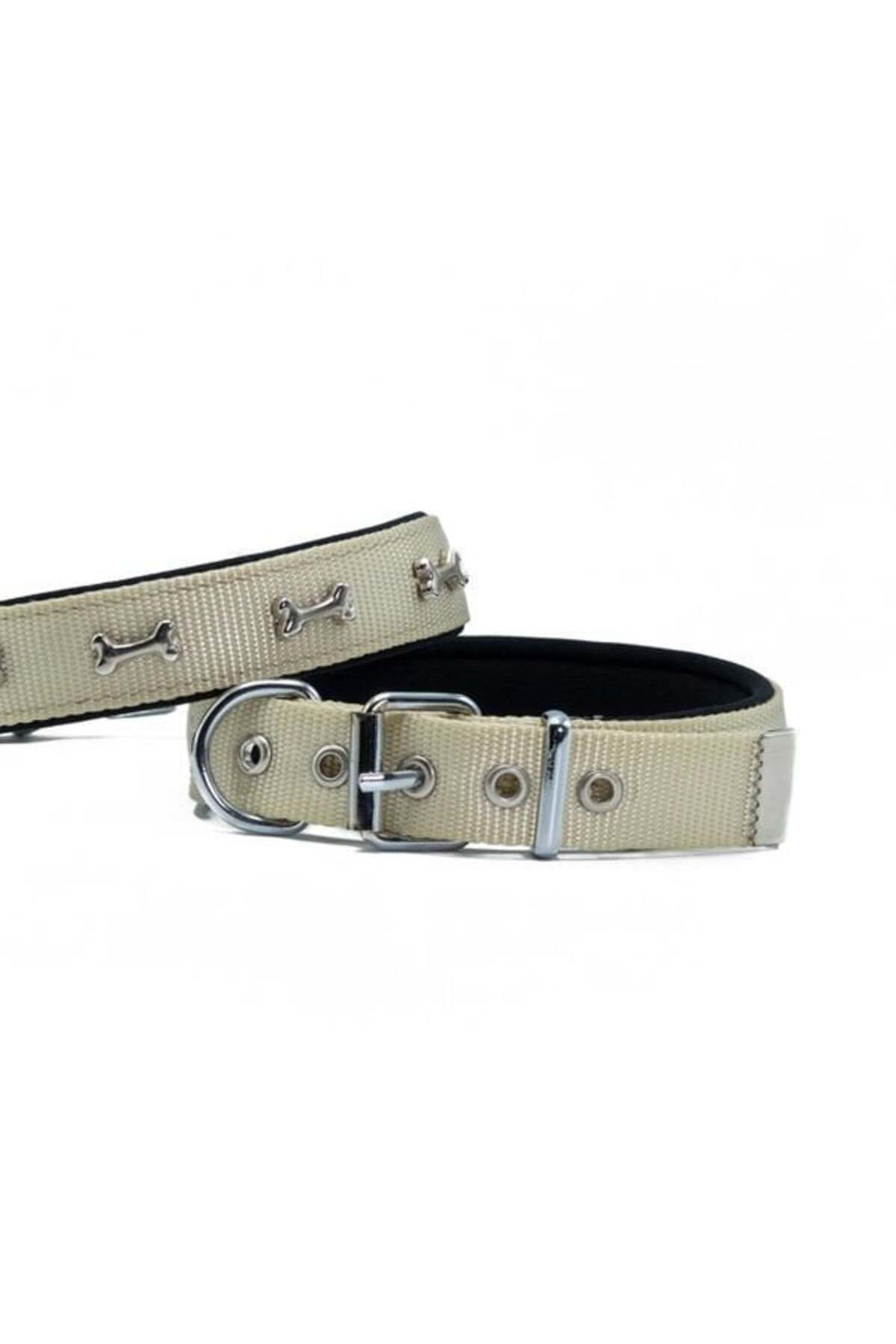 Doggie-Comfort Woven Bone Dog Collar Large Khaki 2.5x42-50 Cm 1