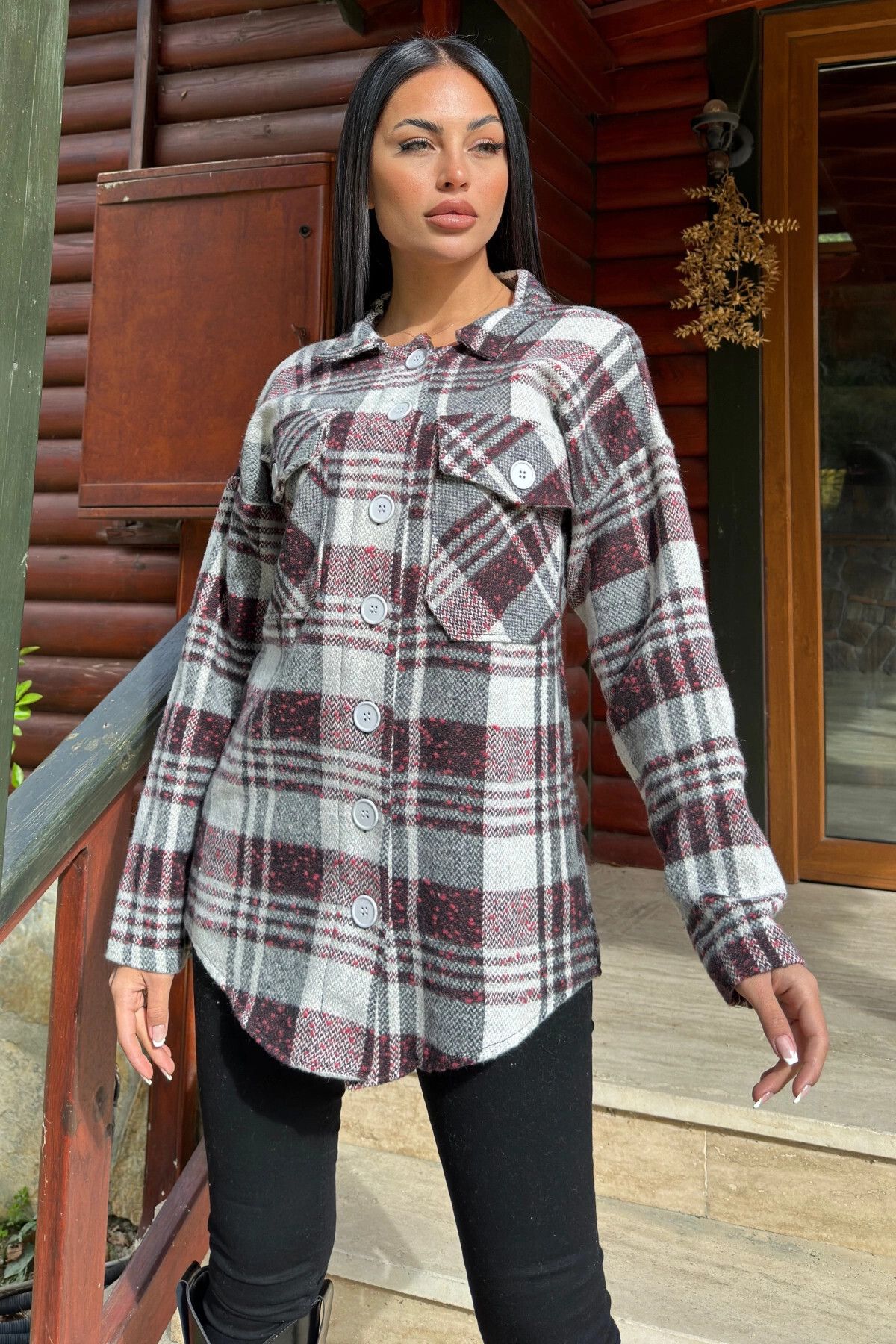 NEW LAVİVA-Fuchsia Plaid Print, Soft Texture, Relax Fit, Lumberjack Shirt 3