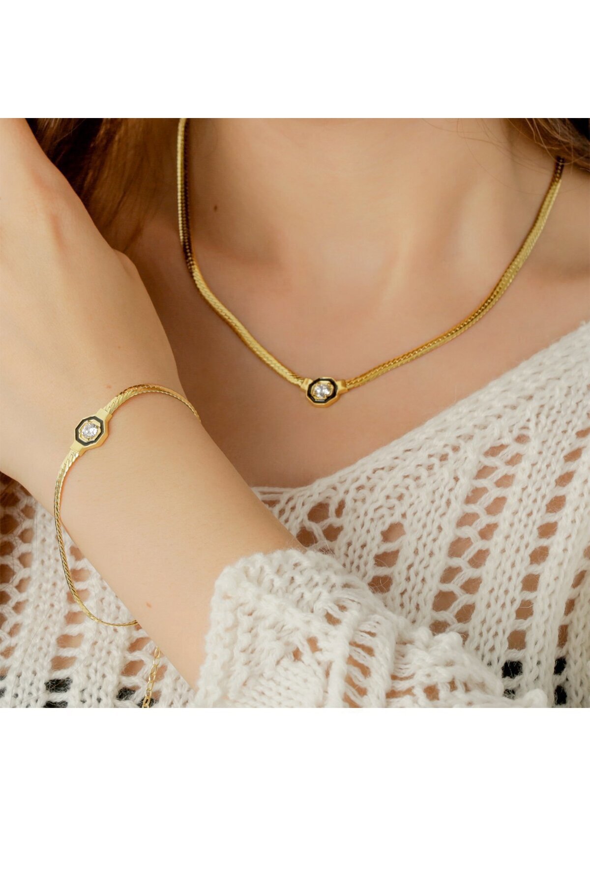 OGO SİLVER 925 Ayar Italyan Zinciri Bileklik Kolye Set