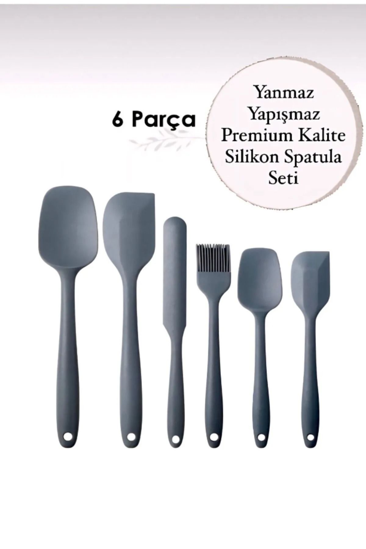 cephome güvenilir alışverişin adresi 6lı Yanmaz Yapışmaz Isıya Dayanıklı Mutfak Pasta Slikon Yumurta Fırçası Kaşık Bıçak Spatula Seti