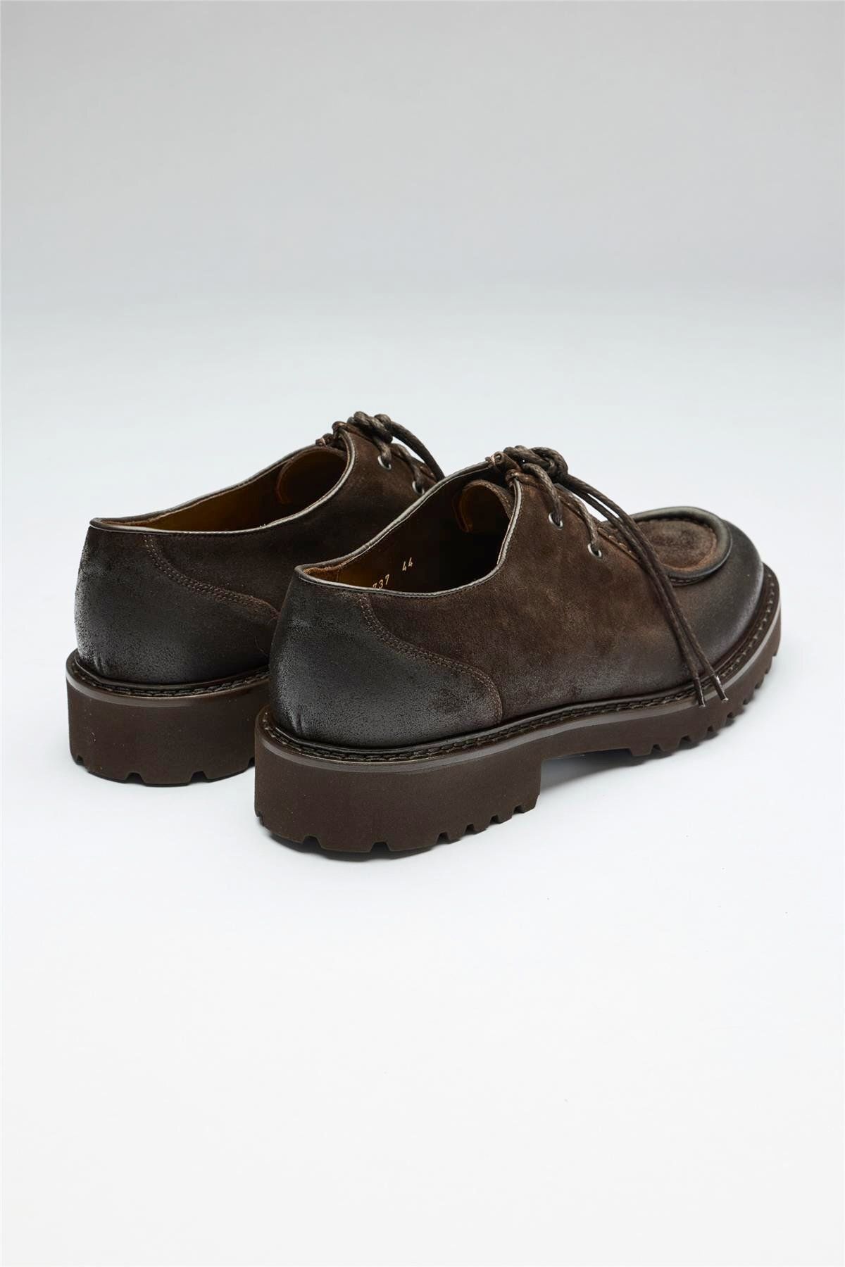 Doucals-Brown Laced Oiled Suede Shoes 4