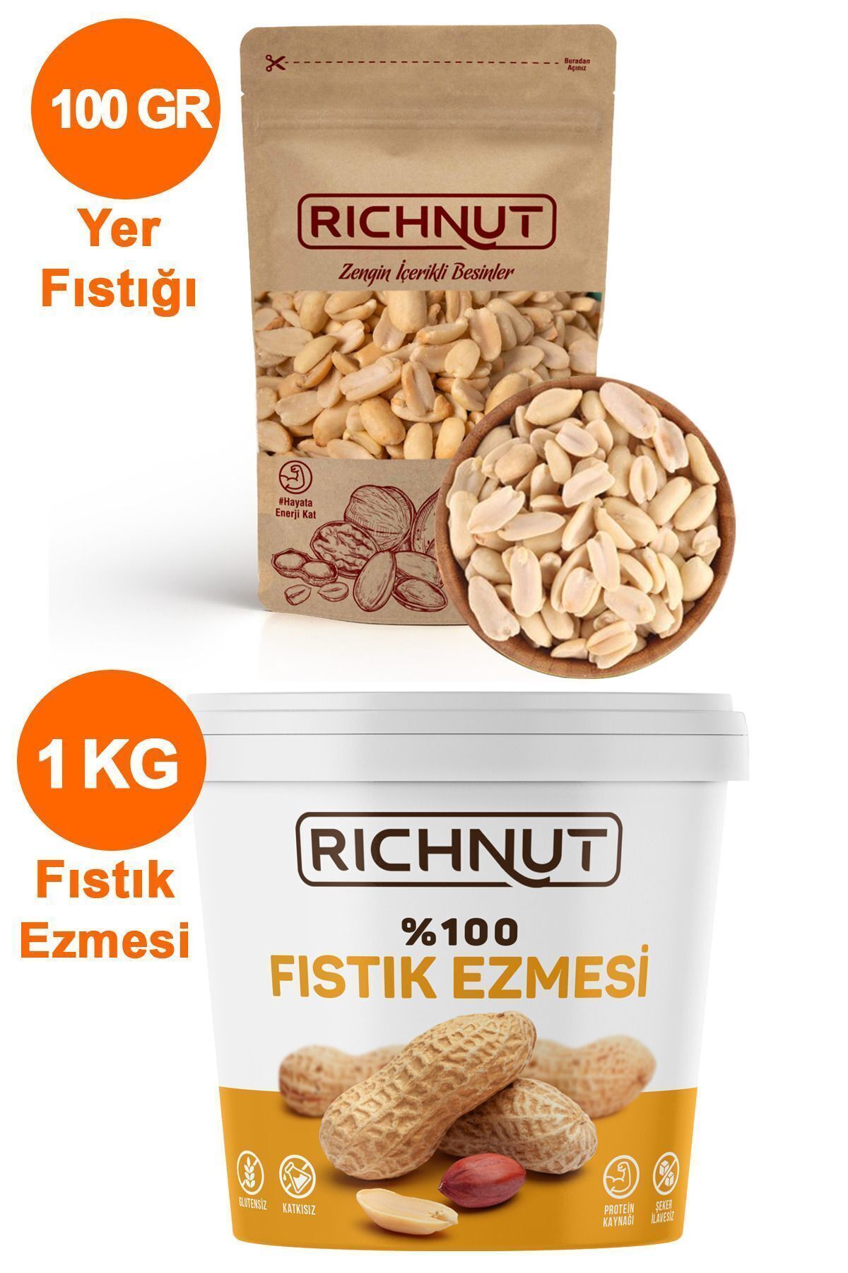 RİCHNUT Kabuksuz Yer Fıstığı ve Fıstık Ezmeli Paket