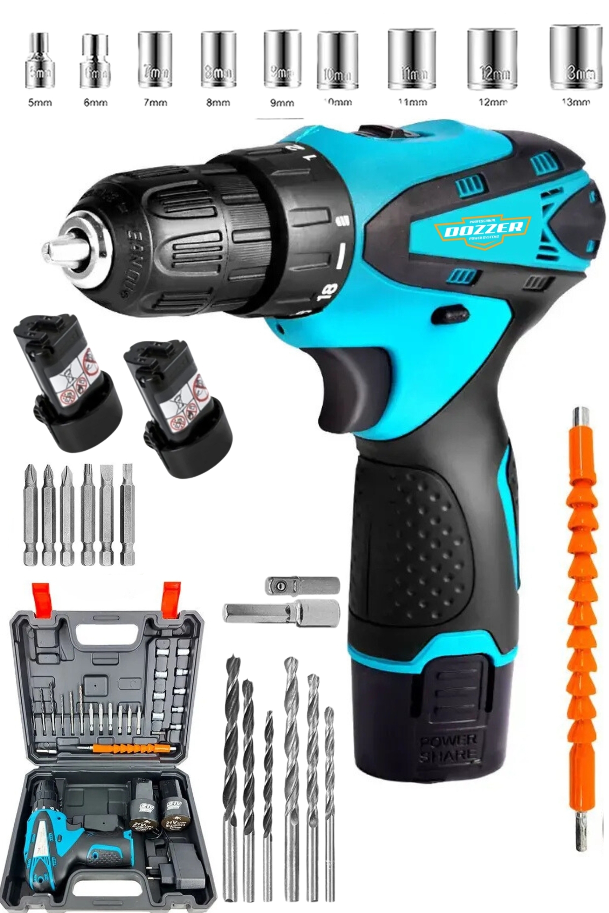 DOZZER Arm1800 Çift Akülü Metal Şanzuman 24 Parça Uç Setli Tam