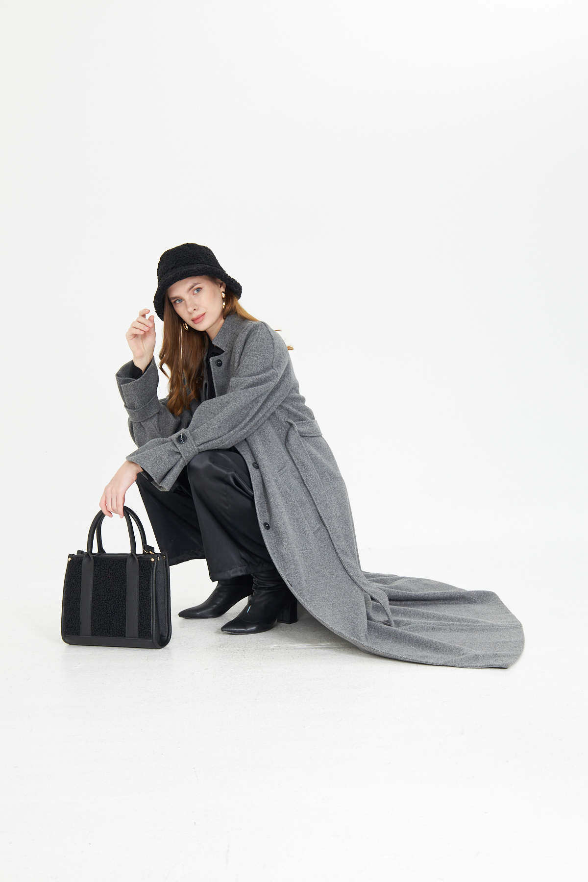 azeemprive  Tam Boy Astarlı Kaşe Kaban - Görsel 3