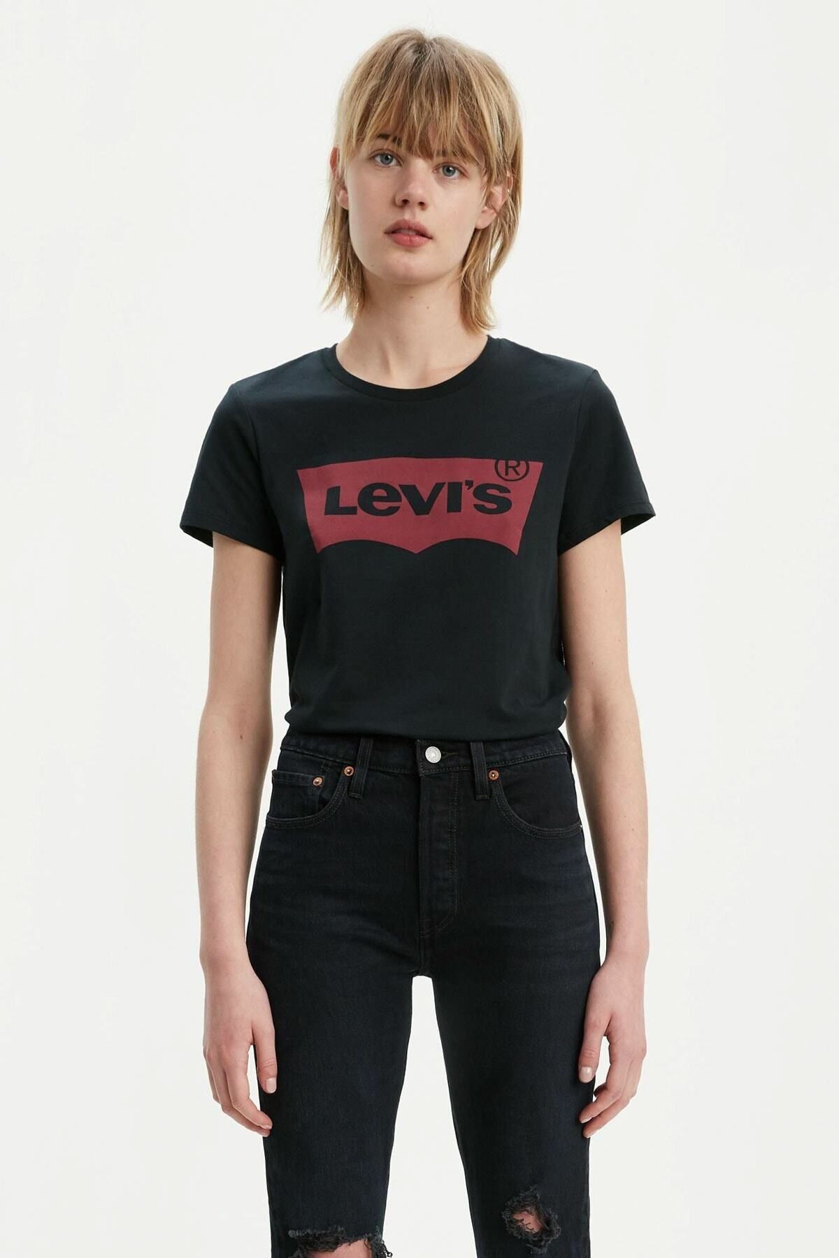 Levi s The Perfect Siyah Batwing Logo T shirt 17369 1310 Fiyat Yorumlar Trendyol