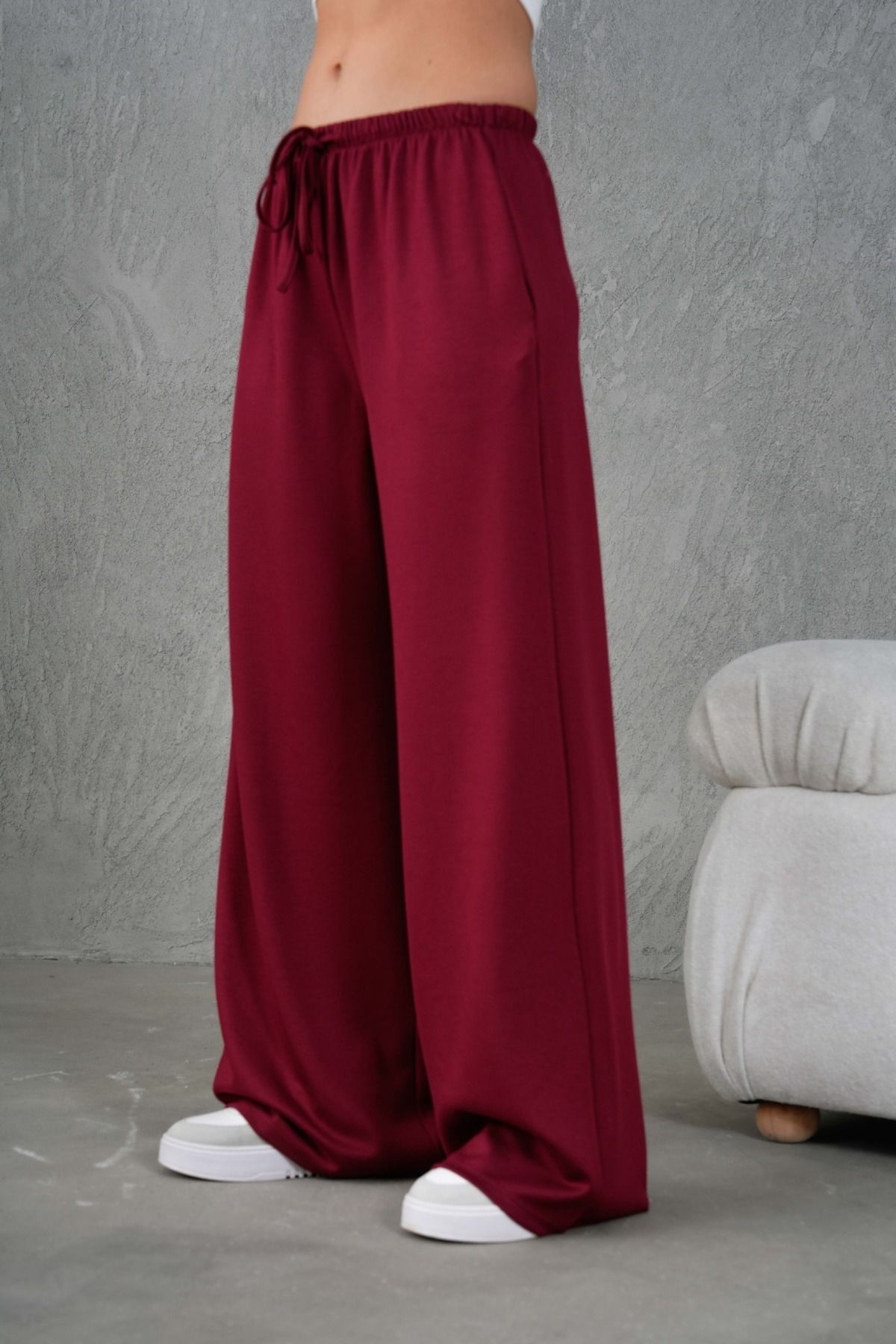 Trendyol Collection-Burgundy Regular Fit Knitted Trousers - Soft Button and Elastic Waist Twoaw25Pl00112 5