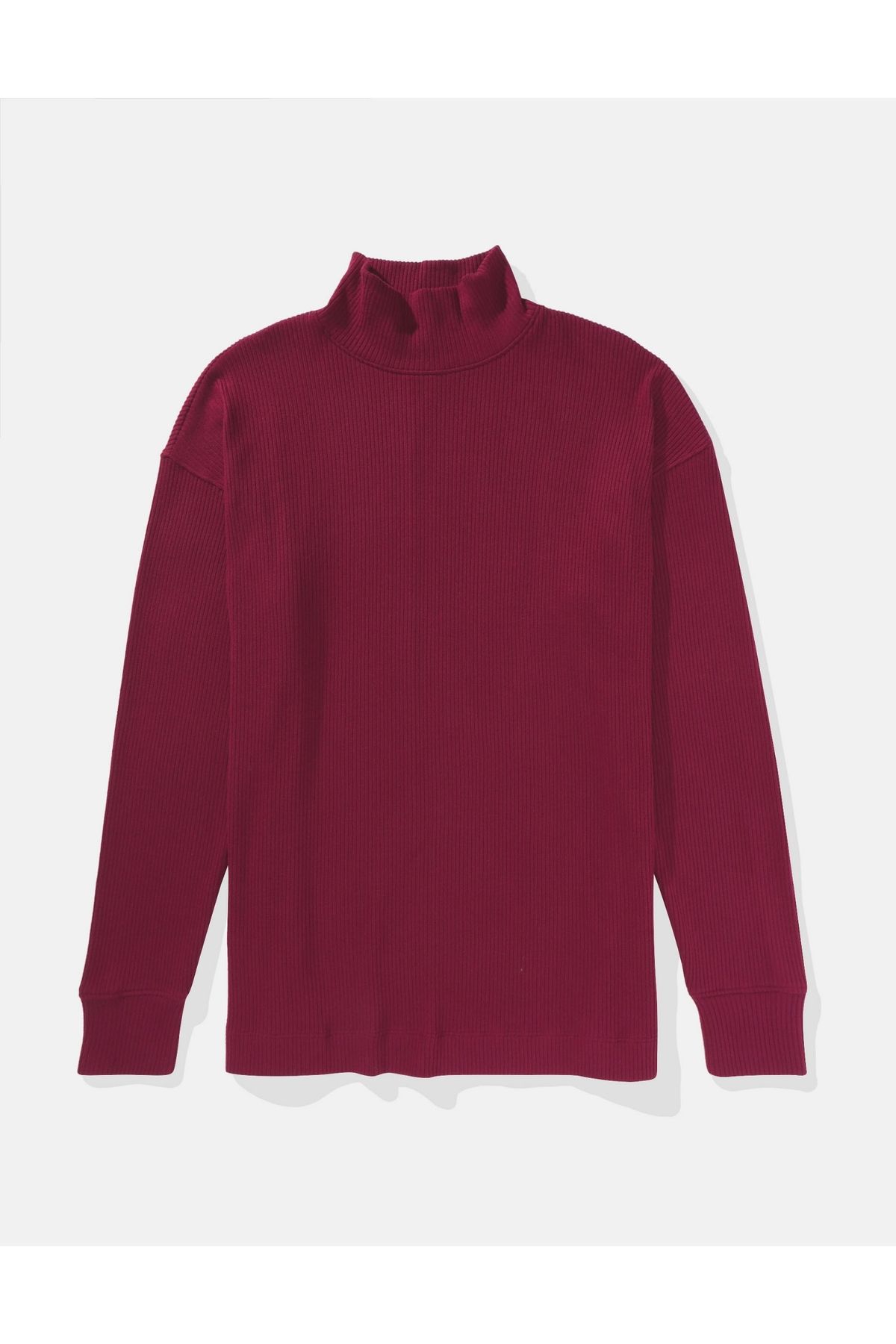 AMERICAN EAGLE-Ae Oversized Long-Sleeve Mock Neck T-Shirt 3