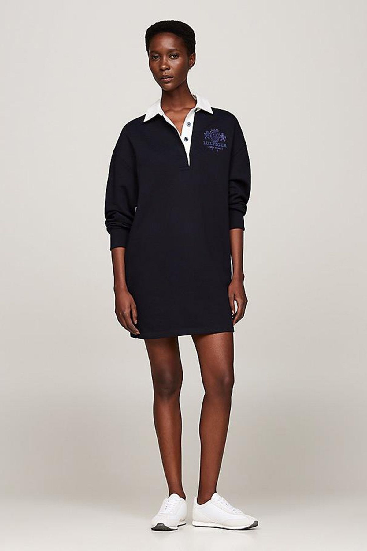Tommy Hilfiger Sukienka Th Reg Varsity Crest Rugby Kobieta - XS