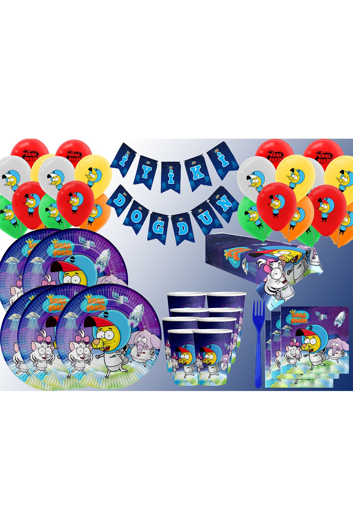 askin parti evi kral sakir uzayda dogum gunu seti parti buyuk paket 8 kisilik fiyati yorumlari trendyol