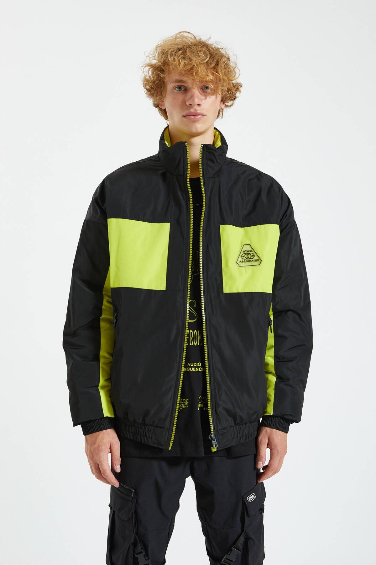 Pull Bear Erkek Limon Yesili Neon Blok Renkli Ceket 09710550 Trendyol