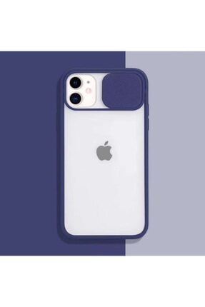 Apple Iphone 11 6.1 Kamera Lens Korumalı Sürgülü Lüx Kılıf Mavi ZÇ-08-İPHONE-11