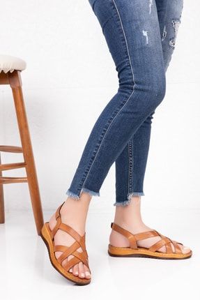 Kadın Kahve Hakiki Deri Comfort Sandalet B012