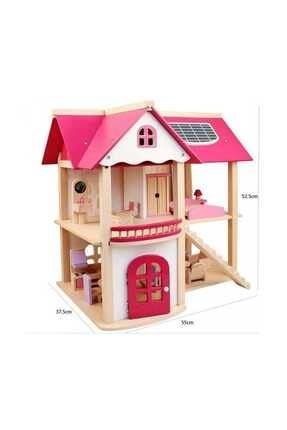 Mobilyalı Ahşap Çocuk Oyun Evi /oyuncak Pembe Ev -pink Doll House 4857965812881