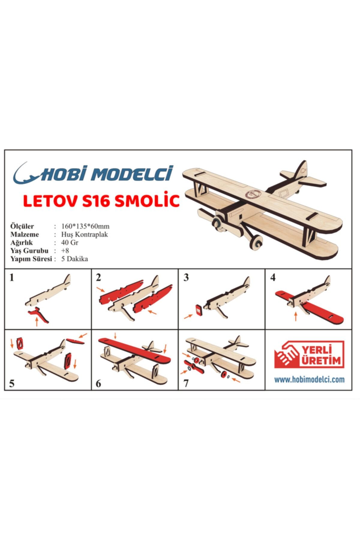 Hobi Modelci-Model Airplane - Model Airplane - Wooden Plane - 3d Puzzle - Letov 3