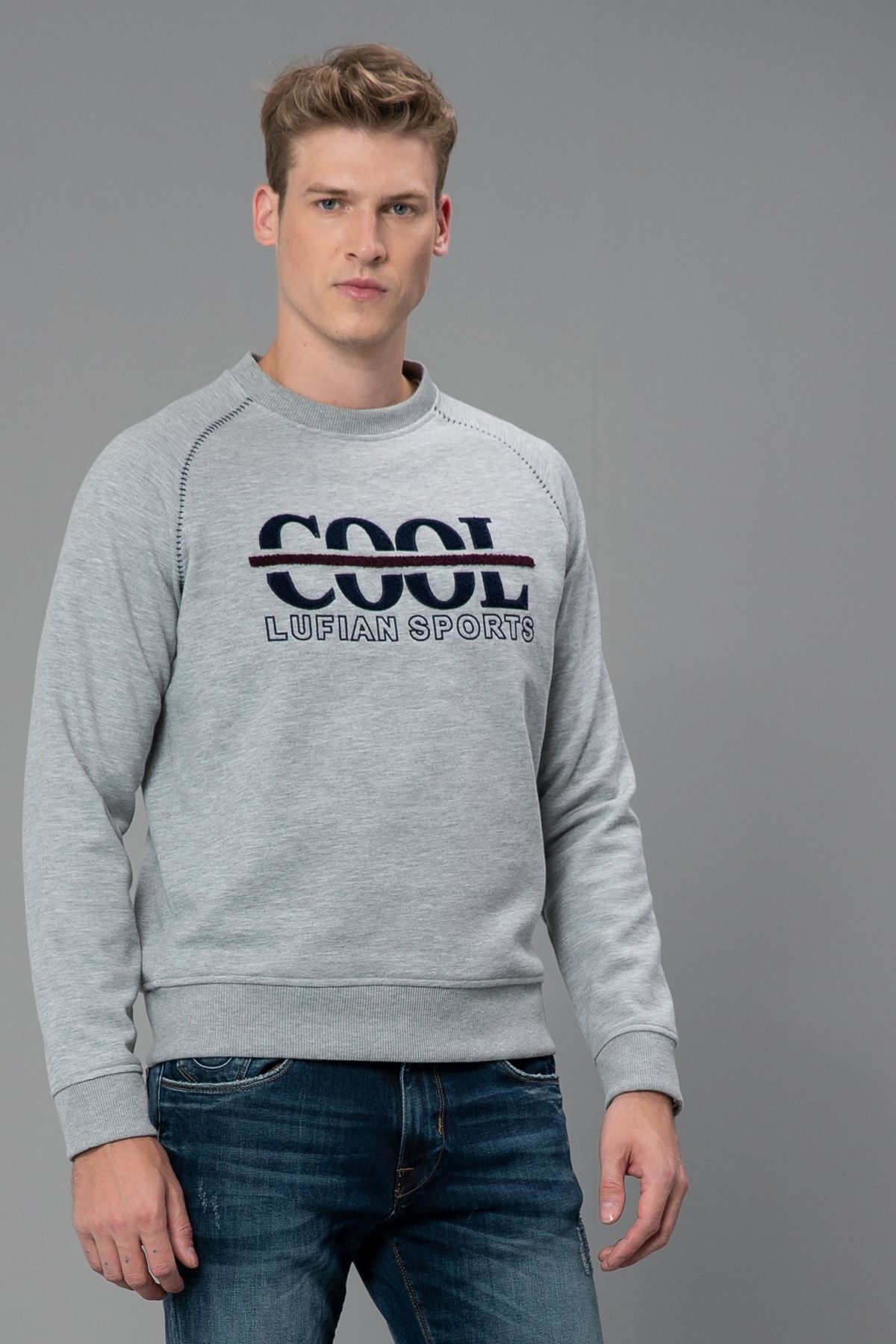 Lufian Erkek Marez Sweatshirt Tozlu Mavi Lf18smkw051380 Trendyol