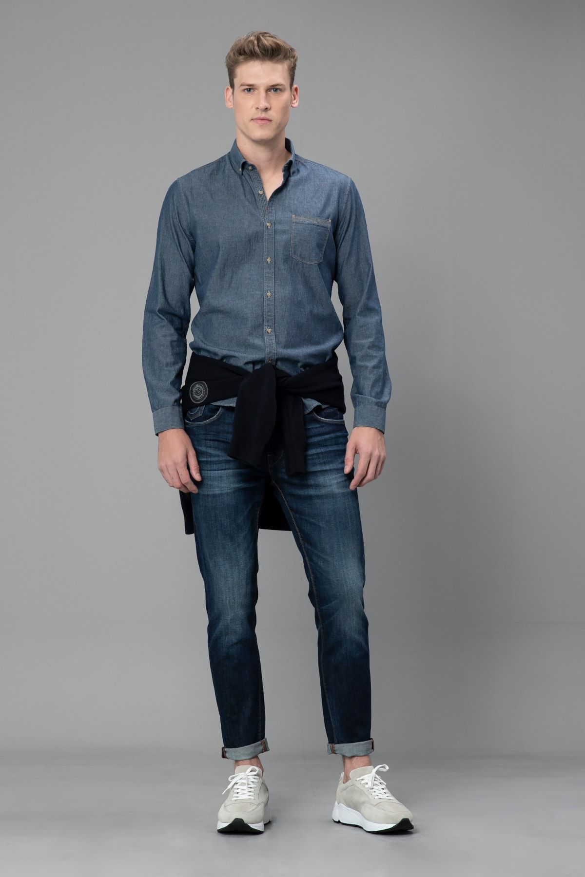 Lufian Erkek Comfort Slim Fit Annecy Spor Gomlek Indigo 112010115100250 Trendyol