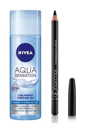 Aqua Sensation Canlandırıcı Yüz Yıkama Jeli Ve Flormar Göz Kalemi Siyah Eyeliner ST00391
