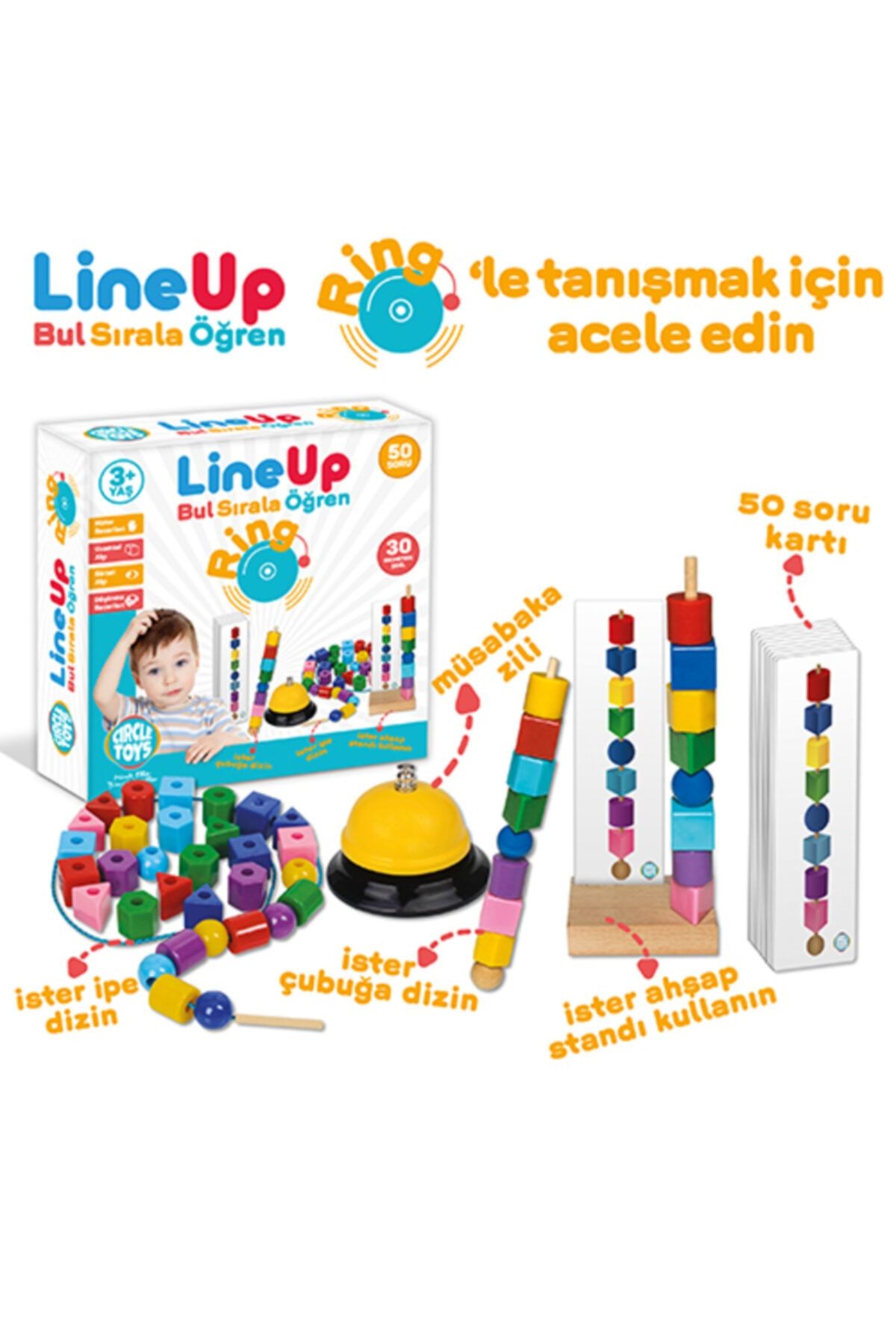 Circle Toys-Line Up Ring - Find Sort Learn 50 Questions 30 Geometric Shape Training Set 3