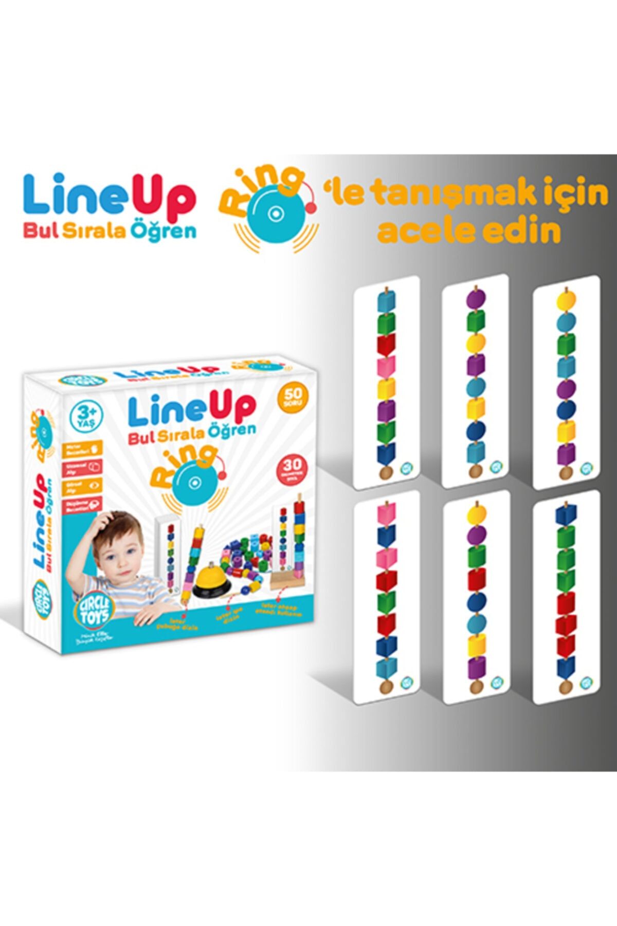 Circle Toys-Line Up Ring - Find Sort Learn 50 Questions 30 Geometric Shape Training Set 4