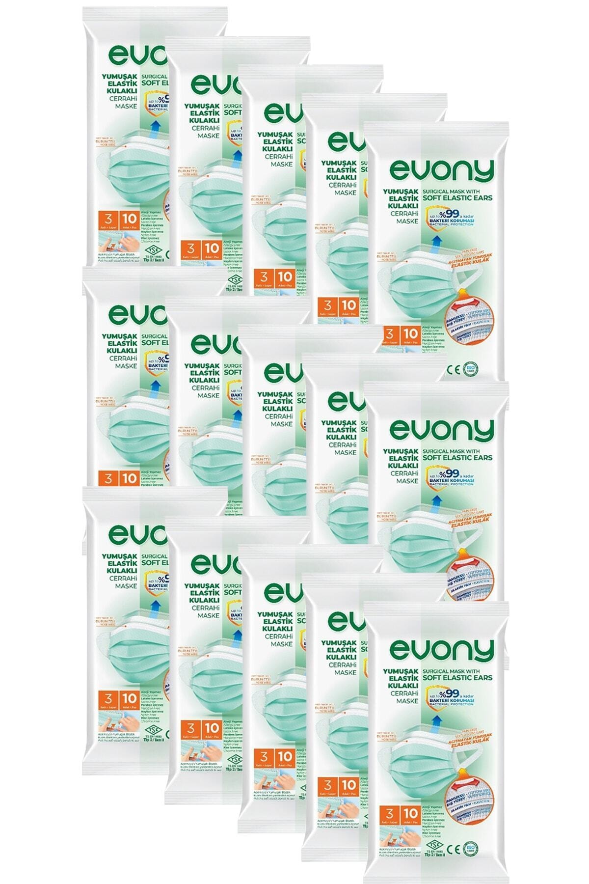 Evony 3 Katli Yumusak Elastik Kulakli 10 Lu 15 Paket Yesil Cerrahi Maske Fiyatlari Ozellikleri Ve Yorumlari En Ucuzu Akakce