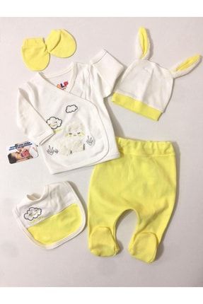 Erkek Bebek Sarı Minik Kuzu 5 Parça Hastane Çıkışı ALP-0157