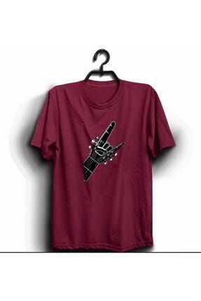 Unisex Bordo Gitar Rock Metal T-Shirt TTS6578970
