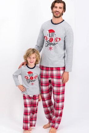 Erkek Gri Baba Oğul Kombin Pijama Takım 1070 1070AR