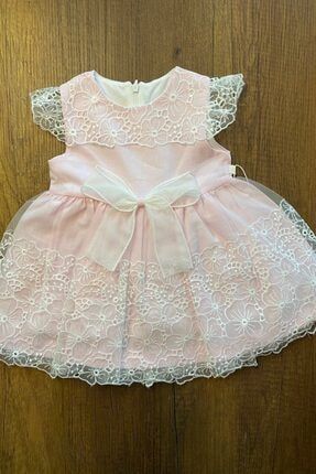 Kız Bebek Fiyonklu Güpürlü Elbise 3016MY