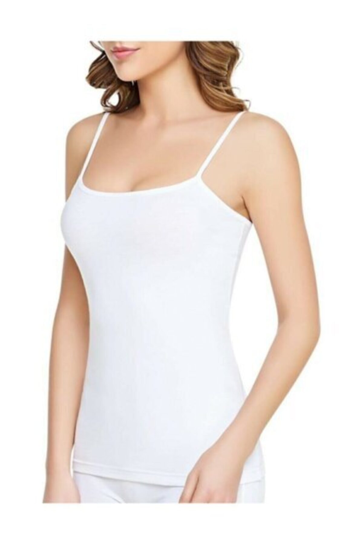 Tutku Women's White Package Cotton Ribbed Thread Tank Top 3-Piece
