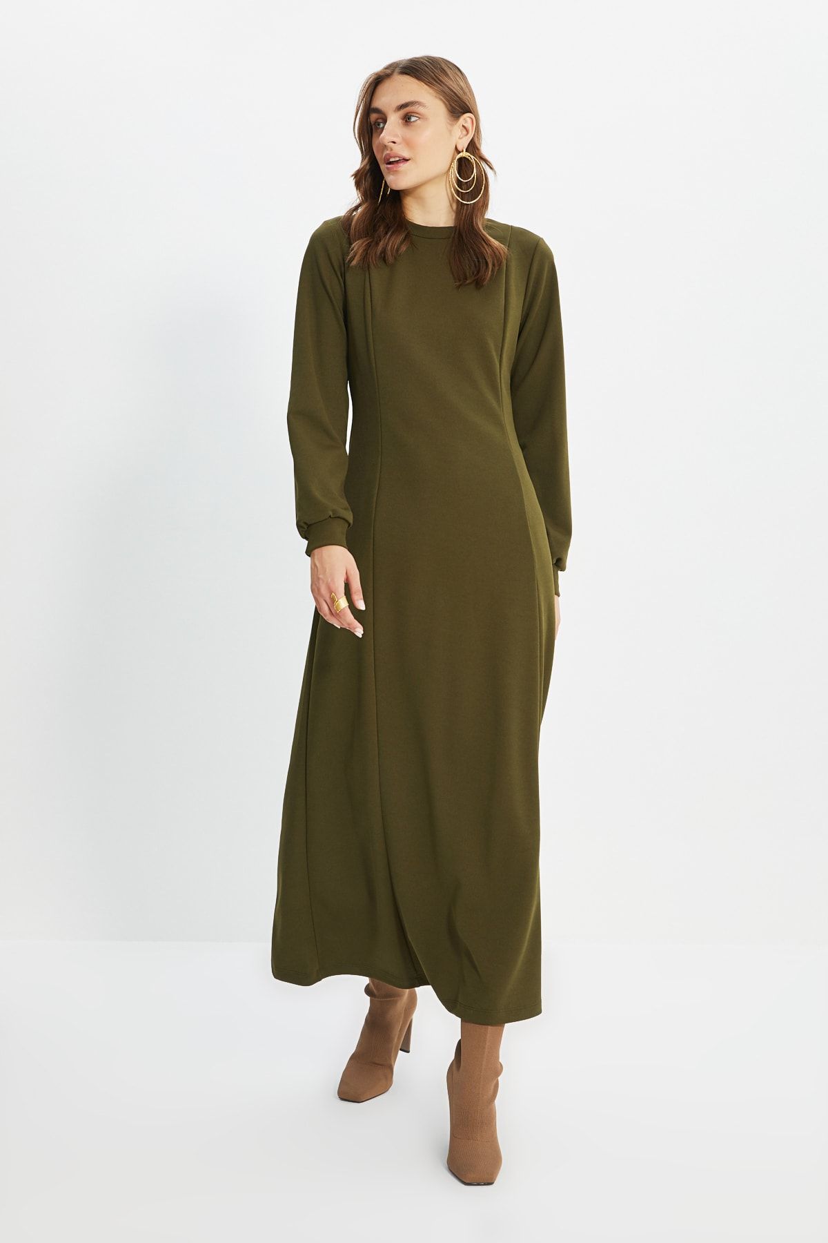 Trendyol Modest Kleid Khaki Shift Fast ausverkauft