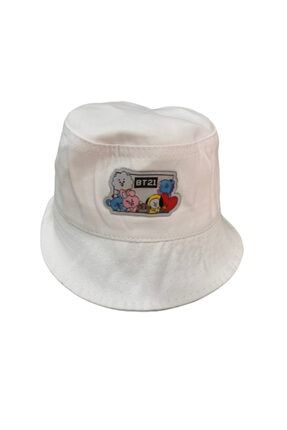 Bts ' Bt21 ' Bucket Hat Şapka - Beyaz BTS_BT21_LOGO_CAP2