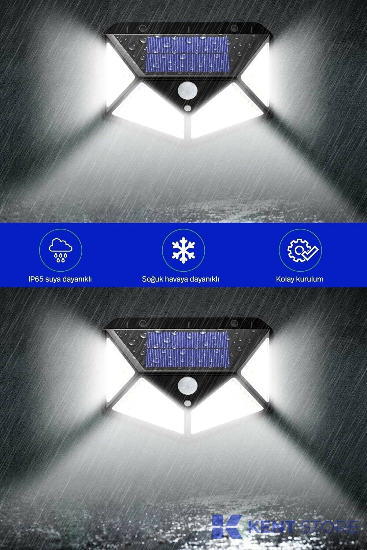 Güneş Enerjili Bahçe Lambası 100 Led Bahçe Aplik Solar Bahçe Lambası 3'lü Paket 3