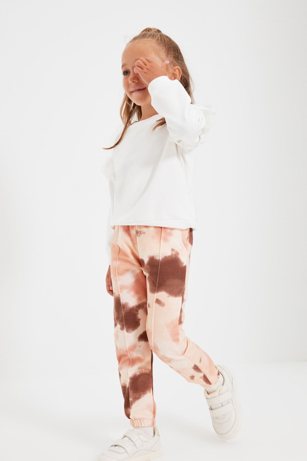 Camel Batik Yıkamalı Kız Çocuk Örme İnce Eşofman Altı TKDAW22EA0108