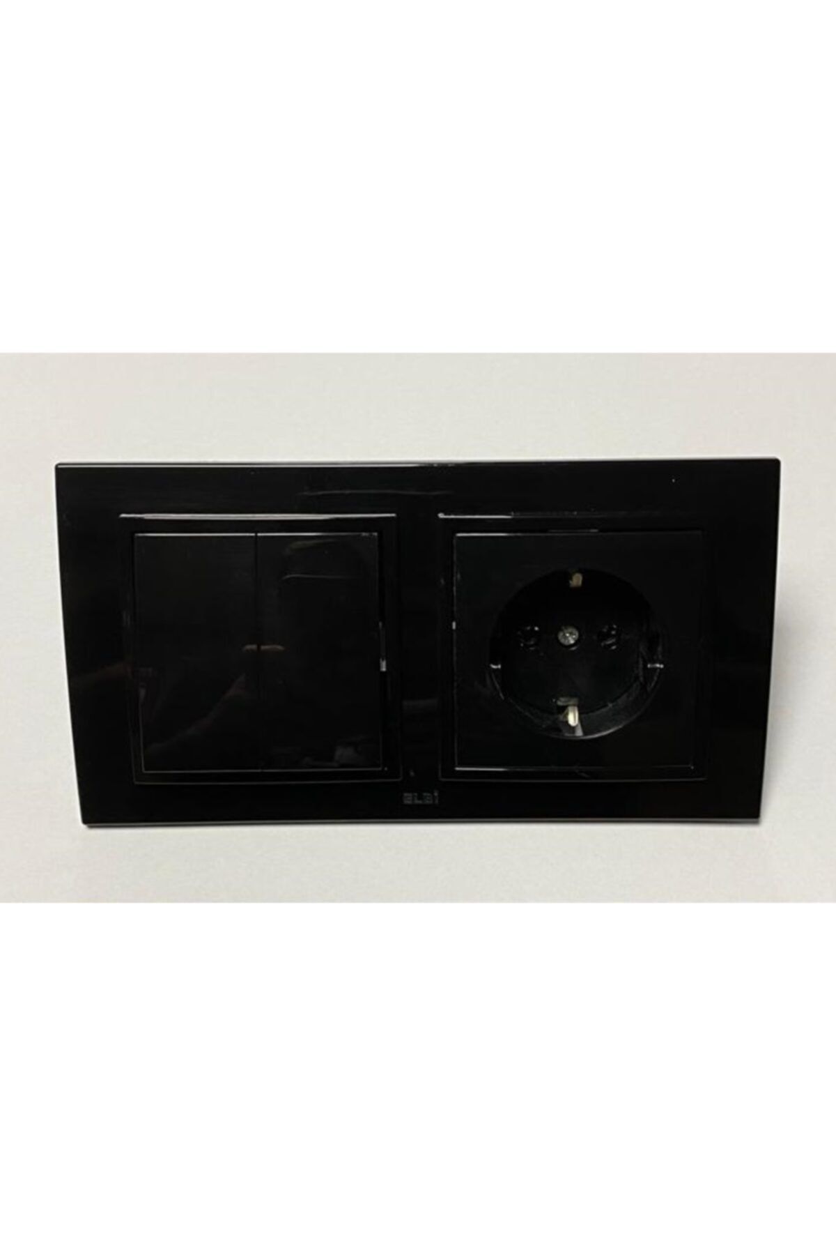 ELBİ-Zena Commutator Grounded Socket with Double Suit Frame Black 3