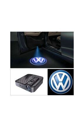 Volkswagen Yeni Nesil Kapı Logosu Pilli Ve Mesafe Sensörlü Karbon Görünüm 2 Kapı Içindir WERGHTREWERG