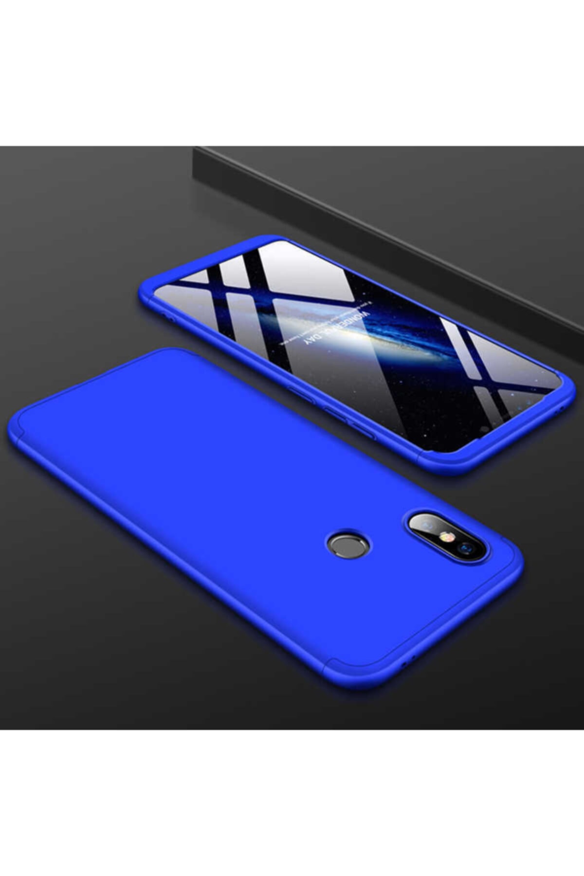 Xiaomi Mi Max 3 Compatible 360 Full Protection 3-Piece Slim Hard Silicone Case Blue