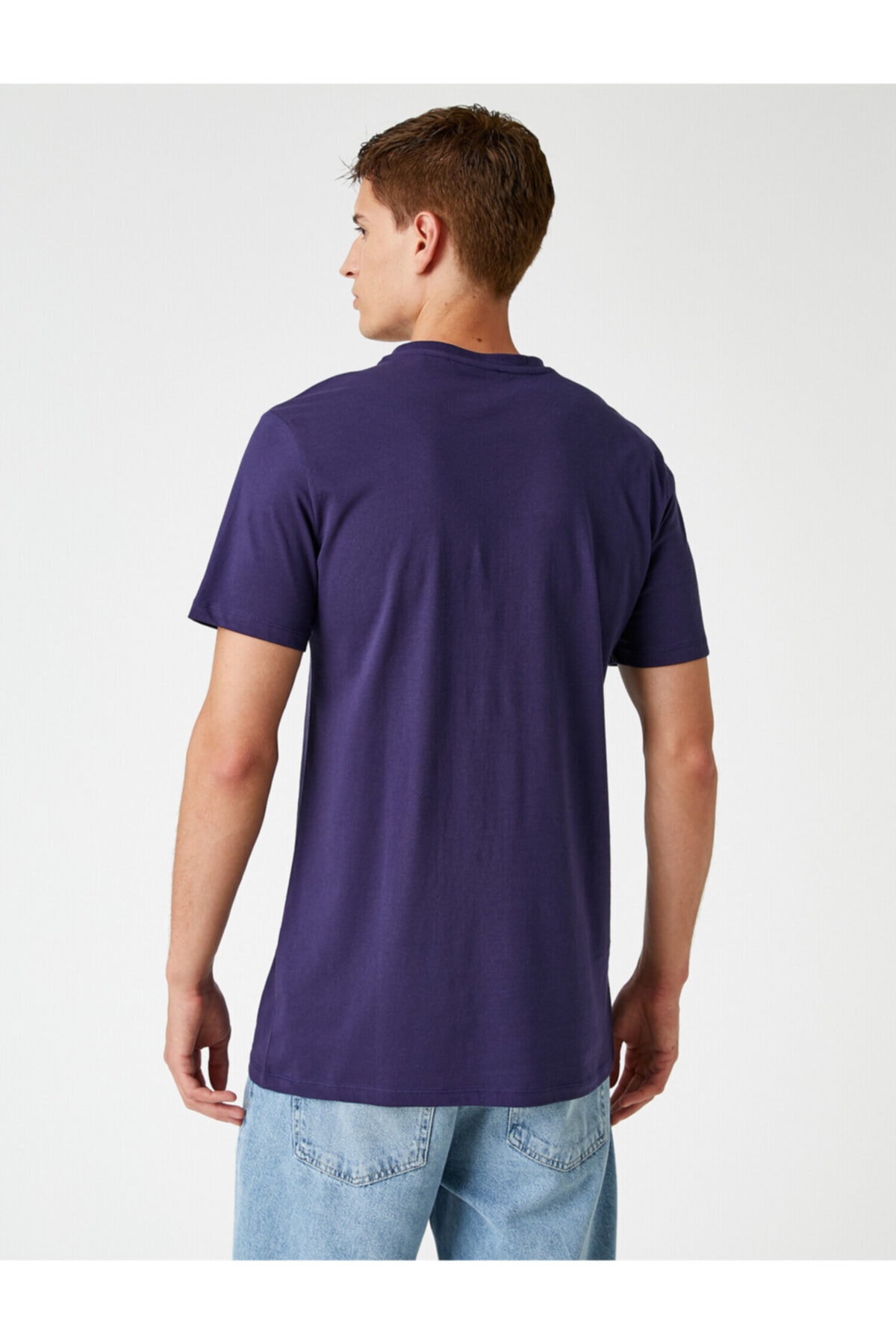تیشرت مردانه آبی سرمه ای کوتون | 1YAM11107HK اورجینال - تصویر 4