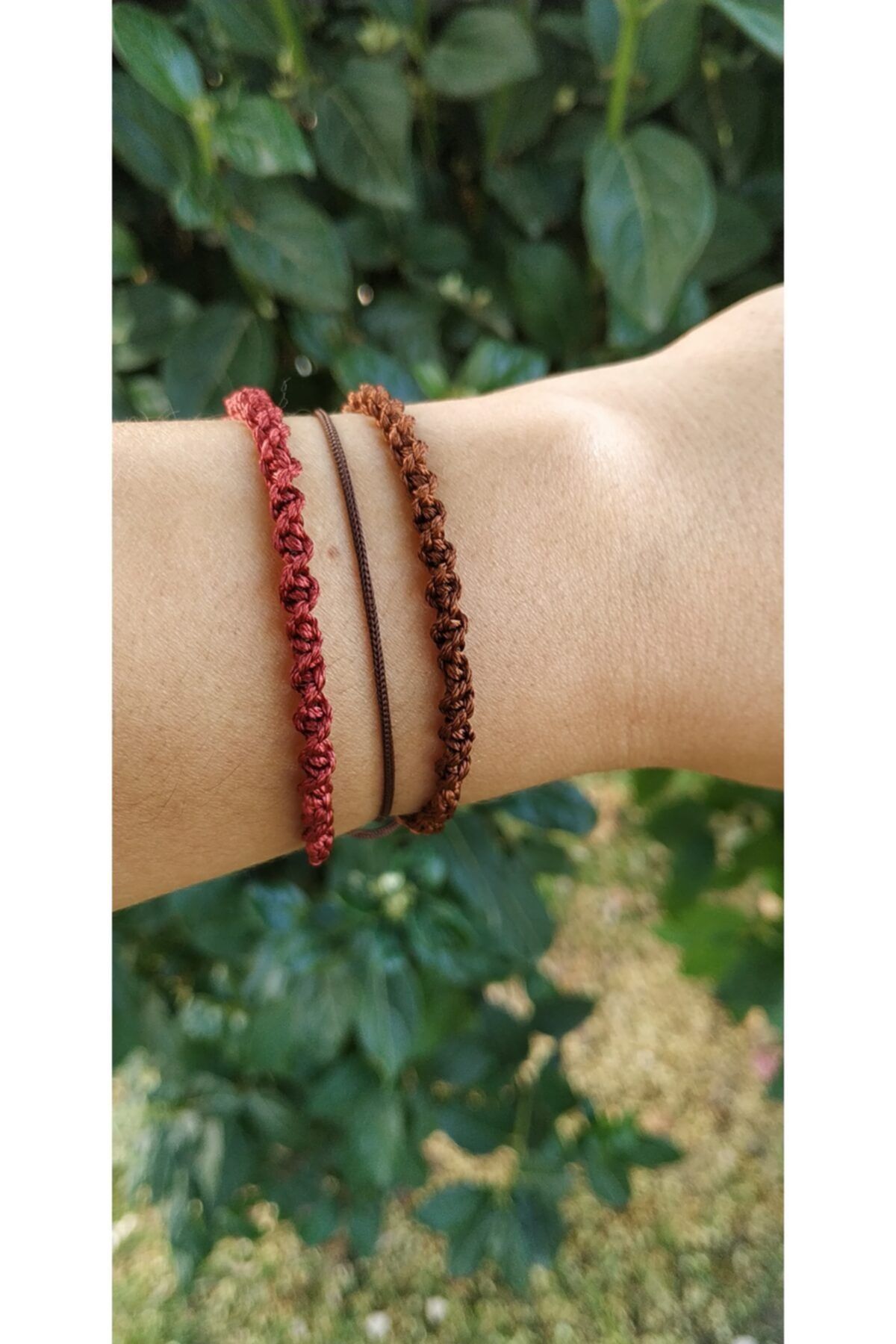 Fancyagnes-Handmade Macrame Knitted Parachute Thread 3-Piece Bracelet Set 2