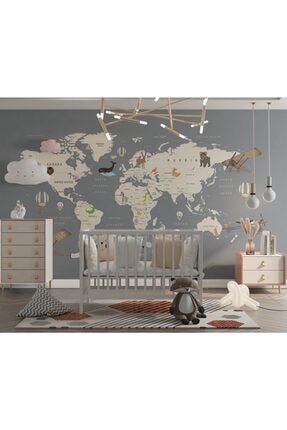 Çocuk Odası Duvar Kağıdı Eğitici Dünya Haritası cocuk-513