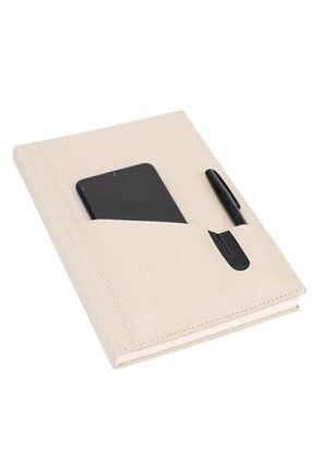 Deri Telefon Kılıflı Kapak Defter Ajanda Tarihsiz Kareli 17x24 Cm 4502