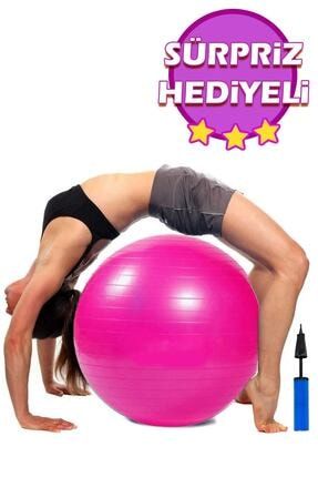 Pilates Topu Seti Pembe 65 Cm Deluxe Yoga Plates Egzersiz Topu Ball Şişirme Pompası Seti PEMBETOP+POMPA(HEDİİYELI)F