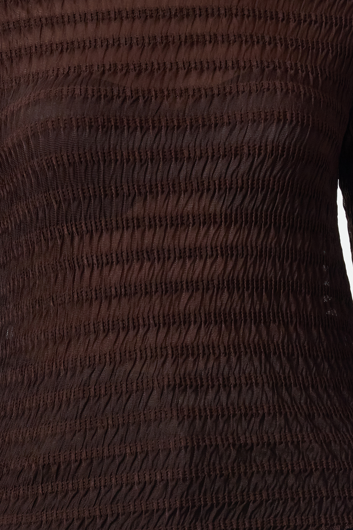 Trendyolmilla  Kahverengi Fitted/Vücuda Oturan Dokulu Tül Esnek Örme Bluz TWOAW25BZ00207 - Görsel 3