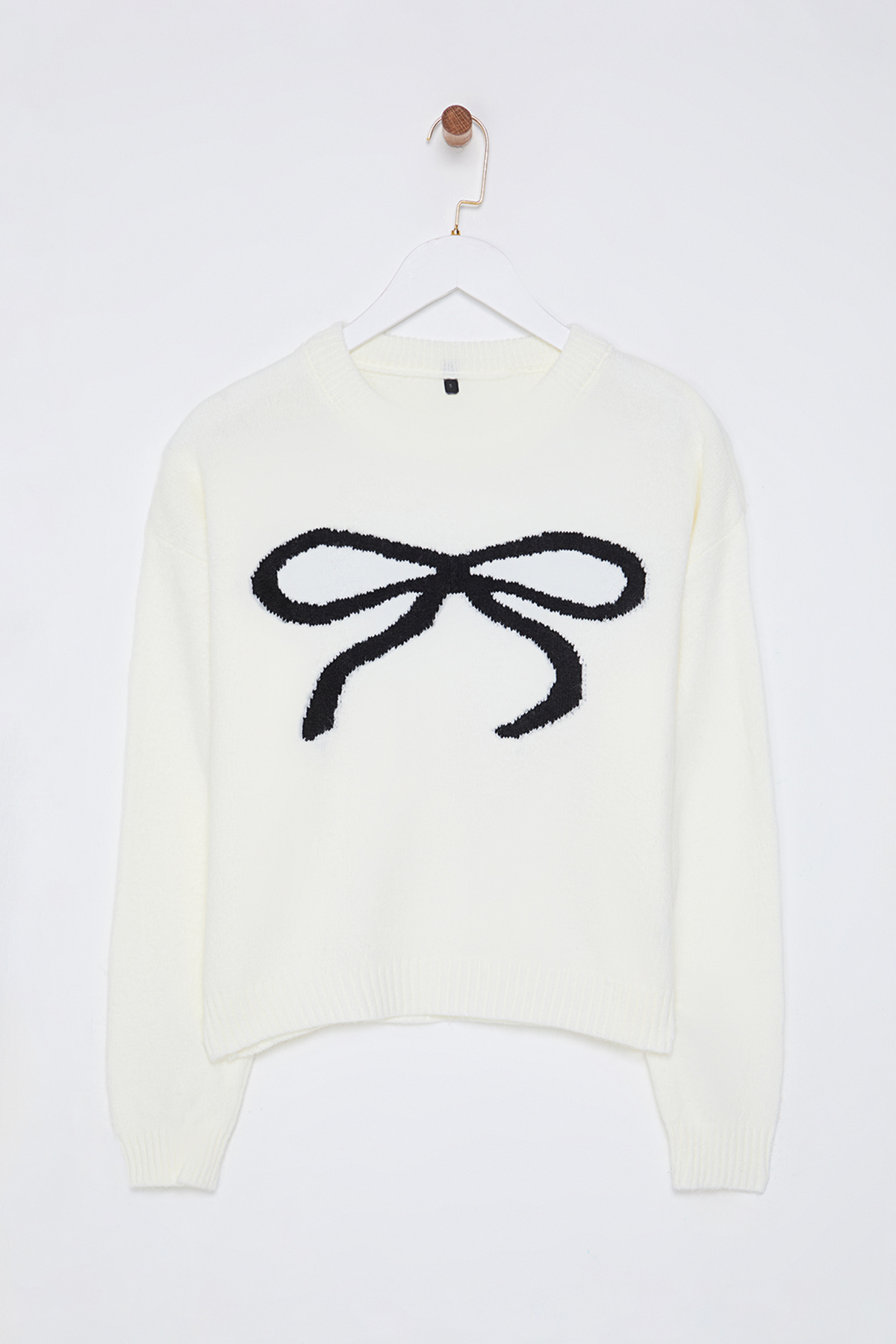 Trendyolmilla  Ekru Kurdele Desenli Triko Kazak TWOAW25KZ00386 - Görsel 6